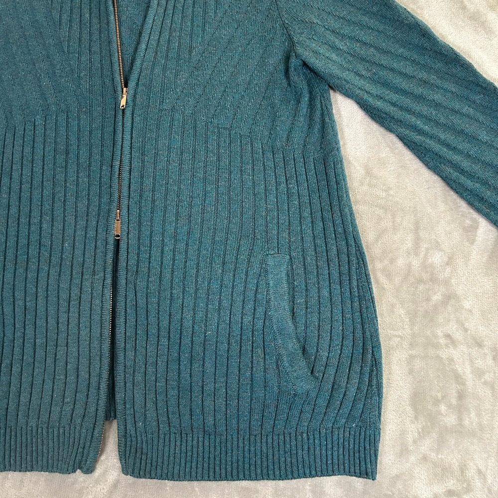 J.Jill wool blend double zipper cable knit sweater - Picture 3 of 12